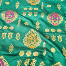 Load image into Gallery viewer, Green Allover Butis Semi Silk Banarasi Saree with Meenakari

