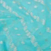 Load image into Gallery viewer, Sky Blue Cotton Adha Jaal Pattern Woven Banarasi Saree
