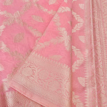 Load image into Gallery viewer, Light Pink Cotton Floral Jaal Pattern Woven Banarasi Saree
