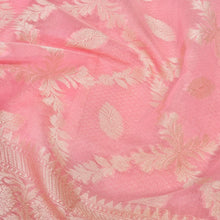 Load image into Gallery viewer, Light Pink Cotton Floral Jaal Pattern Woven Banarasi Saree
