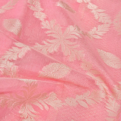 Light Pink Cotton Floral Jaal Pattern Woven Banarasi Saree