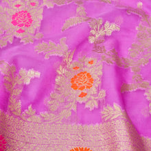 Load image into Gallery viewer, Lilac Meena Floral Jaal Organza Banarasi Saree with Meenakari Border
