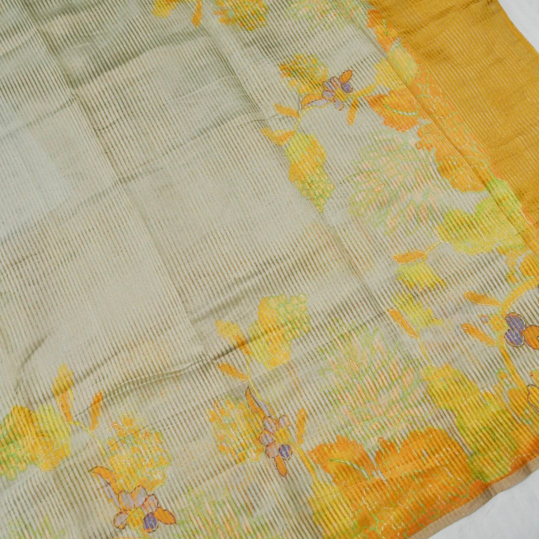 Light Blue Striped Pure Tissue Silk Saree