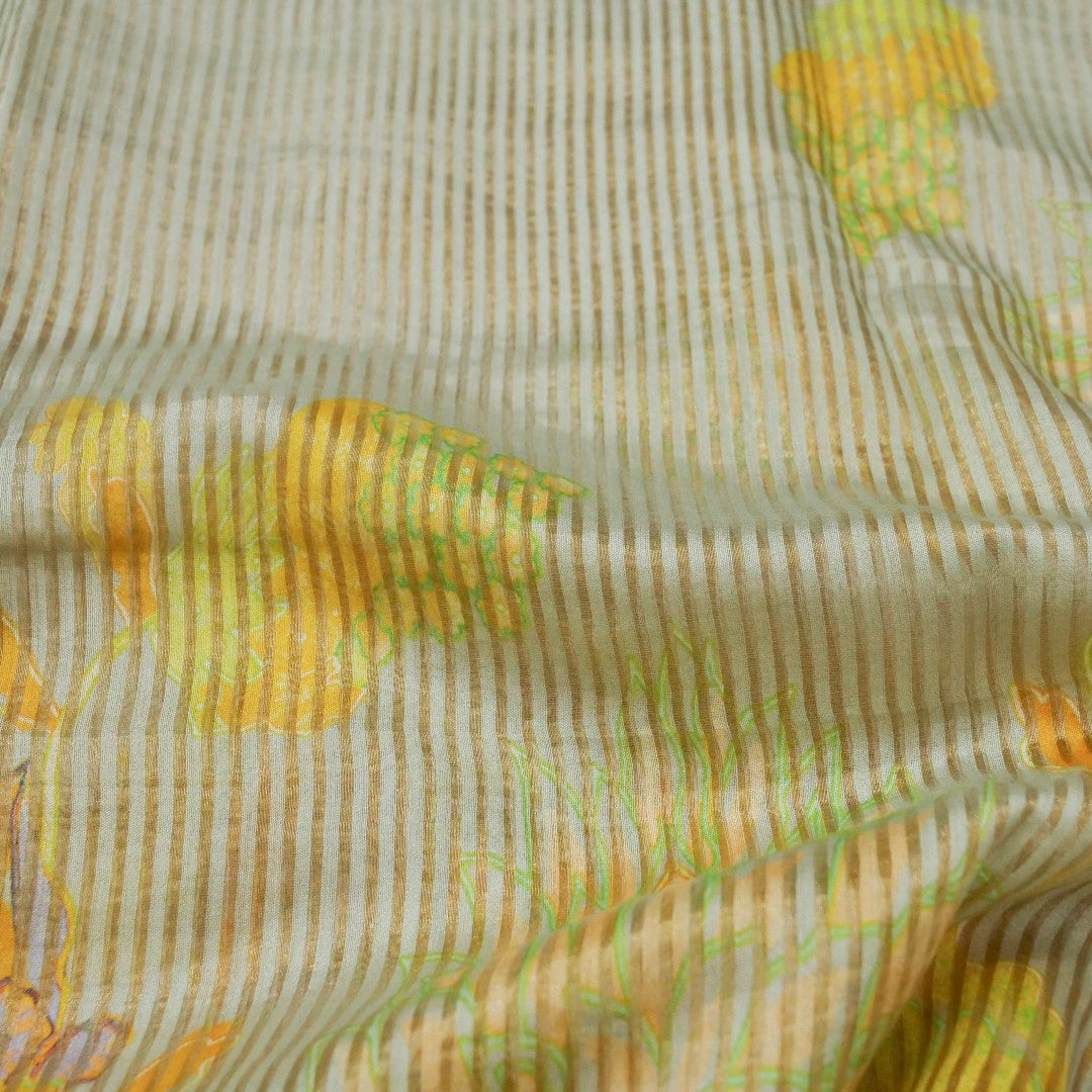 Light Blue Striped Pure Tissue Silk Saree