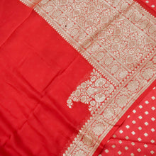 Load image into Gallery viewer, Red Munga Silk Unstitched Banarasi Suit Fabric
