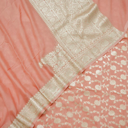 Light Pink Munga Silk Unstitched Banarasi Suit Fabric