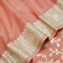 Load image into Gallery viewer, Light Pink Munga Silk Unstitched Banarasi Suit Fabric
