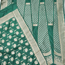 Load image into Gallery viewer, Green Handwoven Pure Silk Banarasi Lehenga
