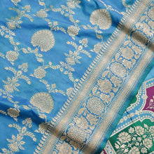 Load image into Gallery viewer, Blue Handwoven Pure Silk Banarasi Meenakari Lehenga
