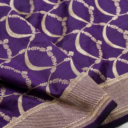 Purple Handwoven Banarasi Pure Kataan Silk Dupatta