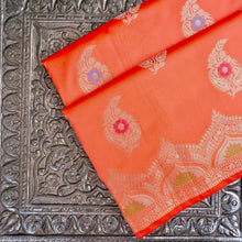 Load image into Gallery viewer, Peach Blue Butidar Banarasi Saree with Meenakari
