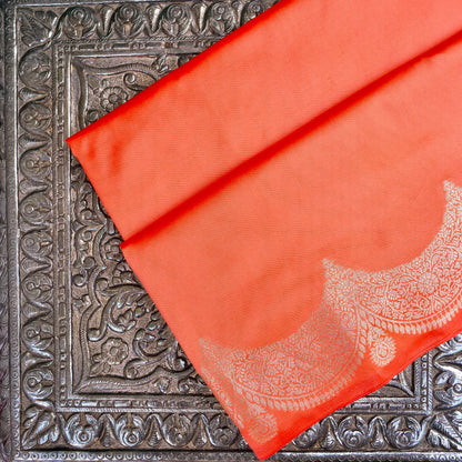 Orange Plain Silk Saree with Border and Pallu