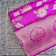Load image into Gallery viewer, Purple Banarasi Saree with Floral Butas

