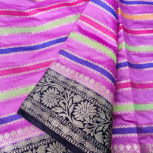 Load image into Gallery viewer, Lilac Raw Mango Silk Meena Striped Saree
