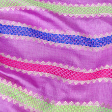 Load image into Gallery viewer, Lilac Raw Mango Silk Meena Striped Saree
