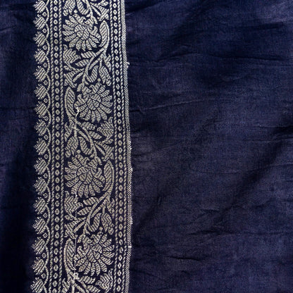 Lilac Raw Mango Silk Meena Striped Saree