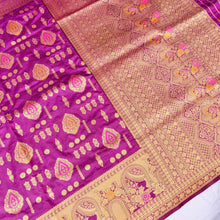 Load image into Gallery viewer, Purple Allover Butis Semi Silk Banarasi Saree with Meenakari
