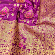 Load image into Gallery viewer, Purple Allover Butis Semi Silk Banarasi Saree with Meenakari
