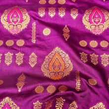 Load image into Gallery viewer, Purple Allover Butis Semi Silk Banarasi Saree with Meenakari
