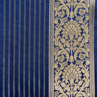 Blue Banarasi Silk Saree with Zari Floral Jaal
