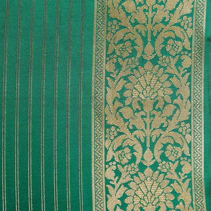 Green Banarasi Silk Saree with Zari Floral Jaal