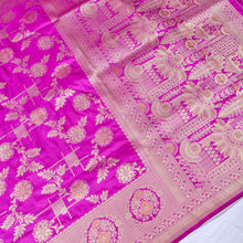 Load image into Gallery viewer, Purple Banarasi Saree with Floral Butas
