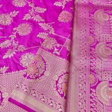 Load image into Gallery viewer, Purple Banarasi Saree with Floral Butas
