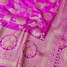 Load image into Gallery viewer, Purple Banarasi Saree with Floral Butas
