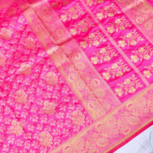 Load image into Gallery viewer, Pink Tanchoi Banarasi Saree with Floral Butas

