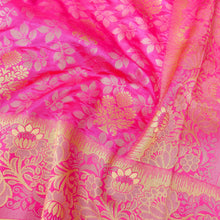 Load image into Gallery viewer, Pink Tanchoi Banarasi Saree with Floral Butas
