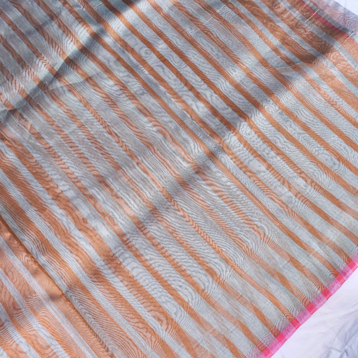 Striped Tissue Butidar Banarasi Saree without Border