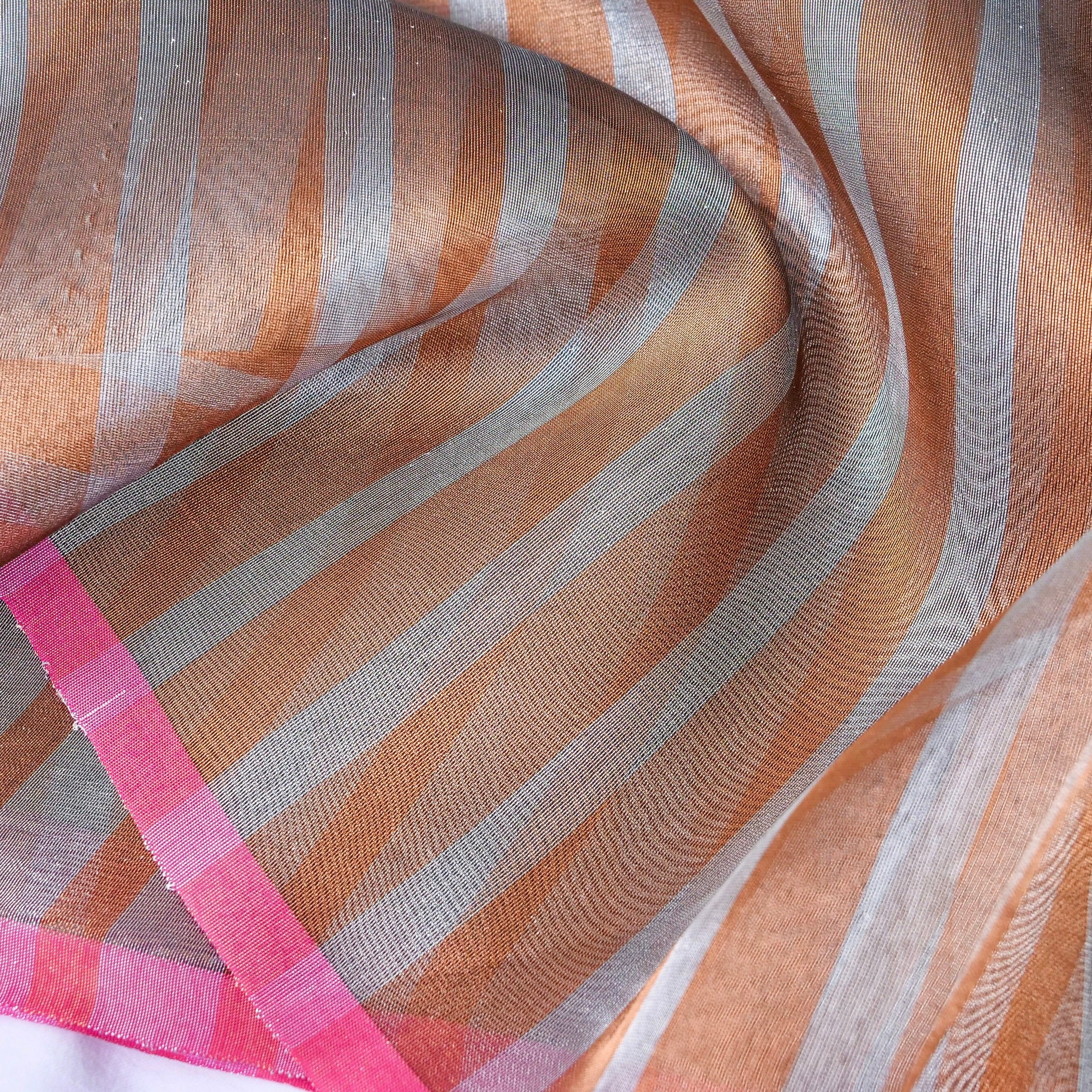 Striped Tissue Butidar Banarasi Saree without Border