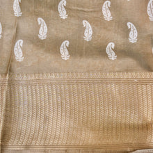 Load image into Gallery viewer, Beige Tussar Silk Floral Digital Print Banarasi Saree
