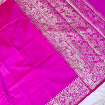 Purple Plain Silk Saree with Border and Pallu