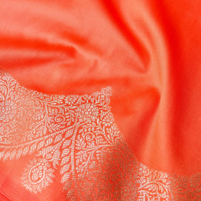 Orange Plain Silk Saree with Border and Pallu