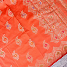 Load image into Gallery viewer, Peach Blue Butidar Banarasi Saree with Meenakari
