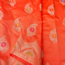 Load image into Gallery viewer, Peach Blue Butidar Banarasi Saree with Meenakari
