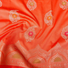 Load image into Gallery viewer, Peach Blue Butidar Banarasi Saree with Meenakari
