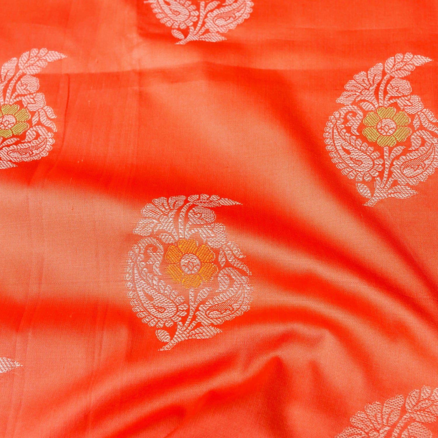 Peach Blue Butidar Banarasi Saree with Meenakari