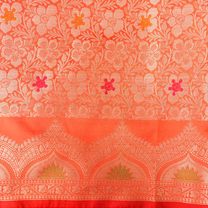 Peach Blue Butidar Banarasi Saree with Meenakari