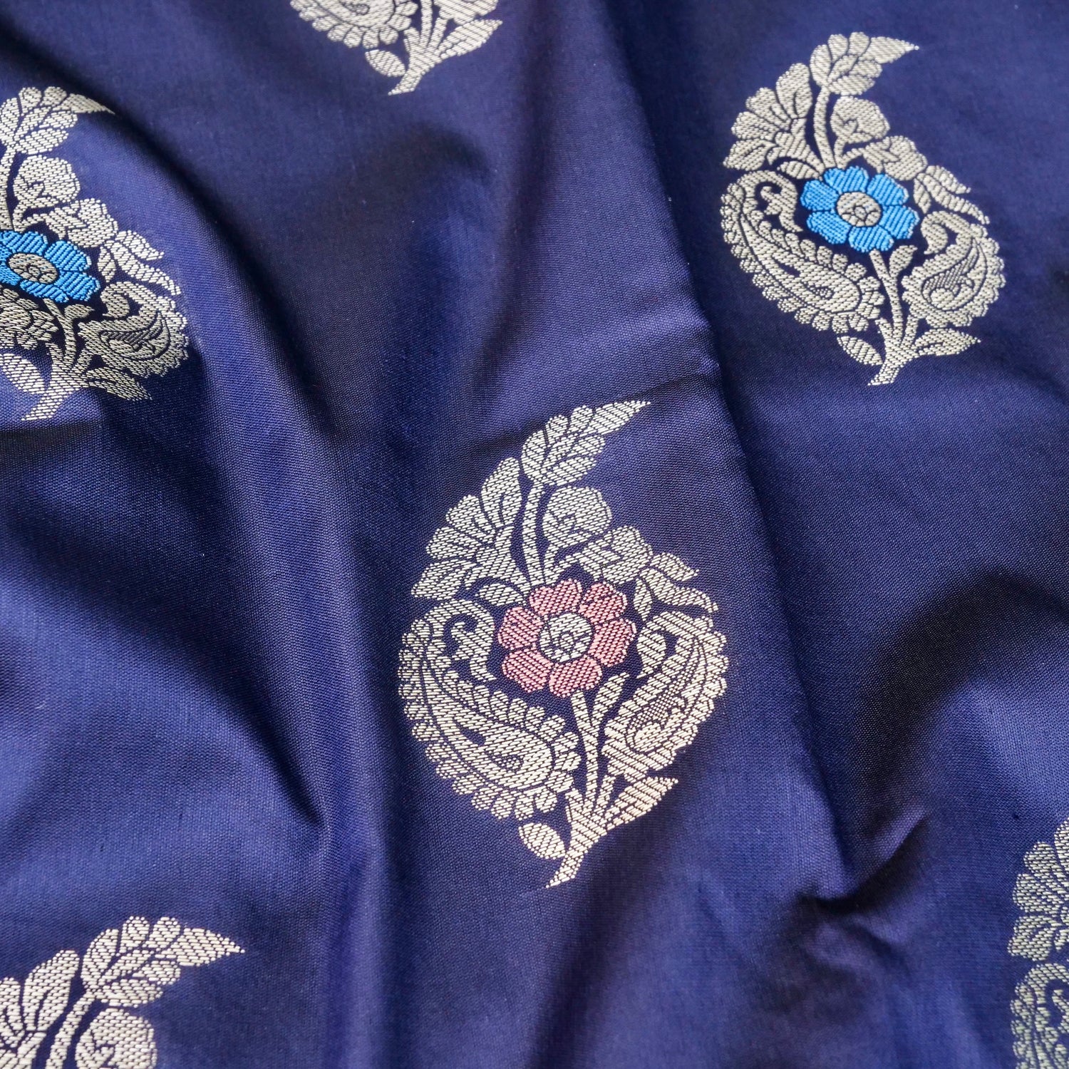 Navy Blue Butidar Banarasi Saree with Meenakari