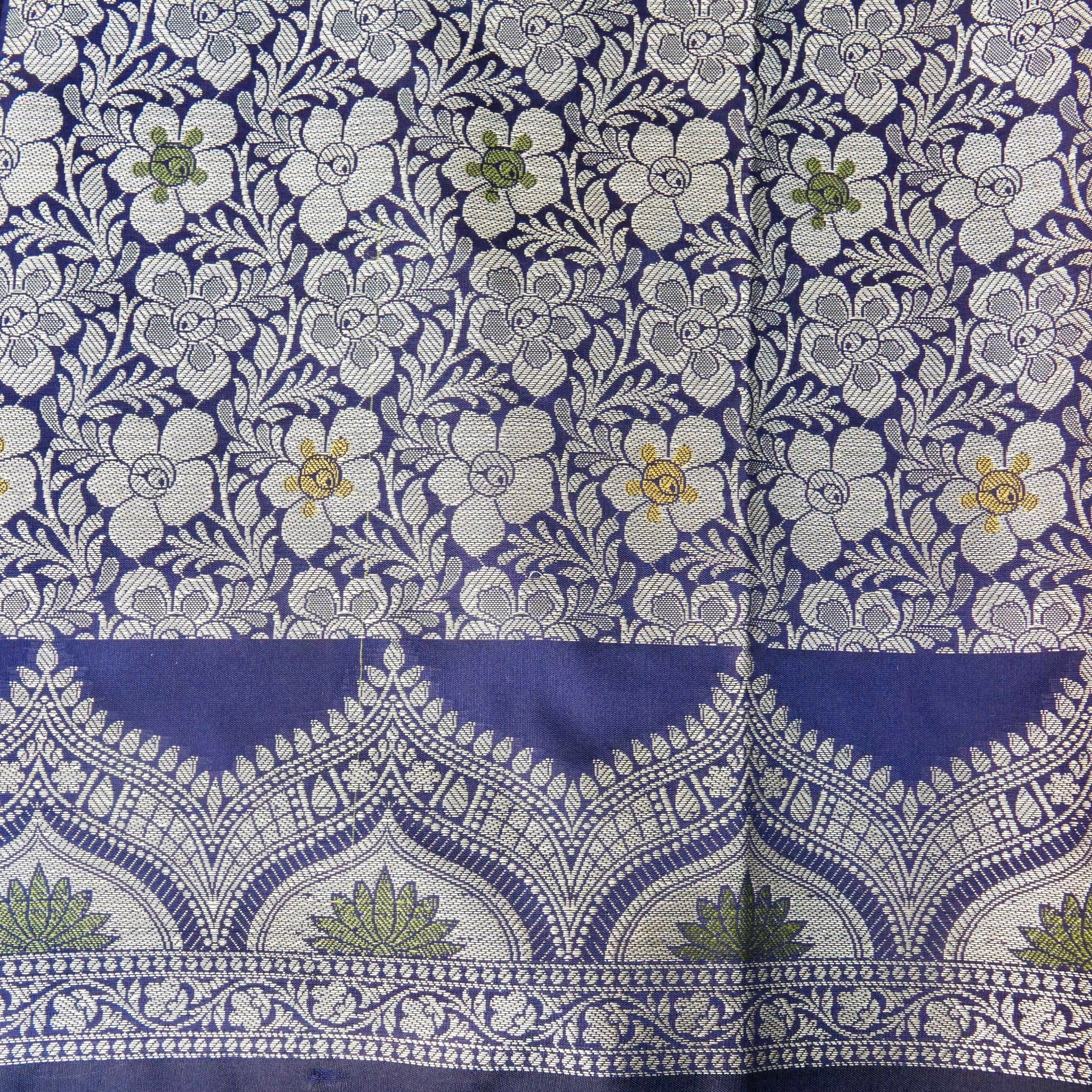 Navy Blue Butidar Banarasi Saree with Meenakari