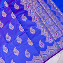 Load image into Gallery viewer, Lapis Blue Butidar Banarasi Saree with Meenakari
