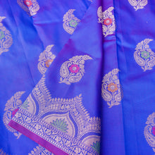 Load image into Gallery viewer, Lapis Blue Butidar Banarasi Saree with Meenakari
