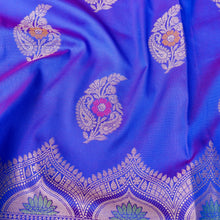 Load image into Gallery viewer, Lapis Blue Butidar Banarasi Saree with Meenakari
