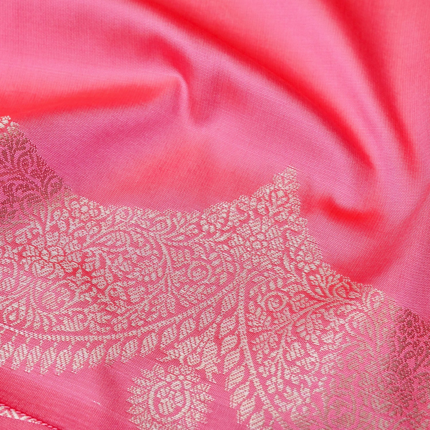 Light Pink Plain Silk Saree with Border and Pallu