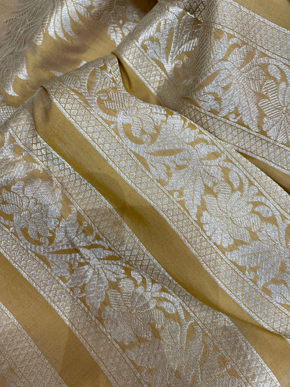 Vibha Golden Handwoven Pure Silk Banarasi Lehenga Panels