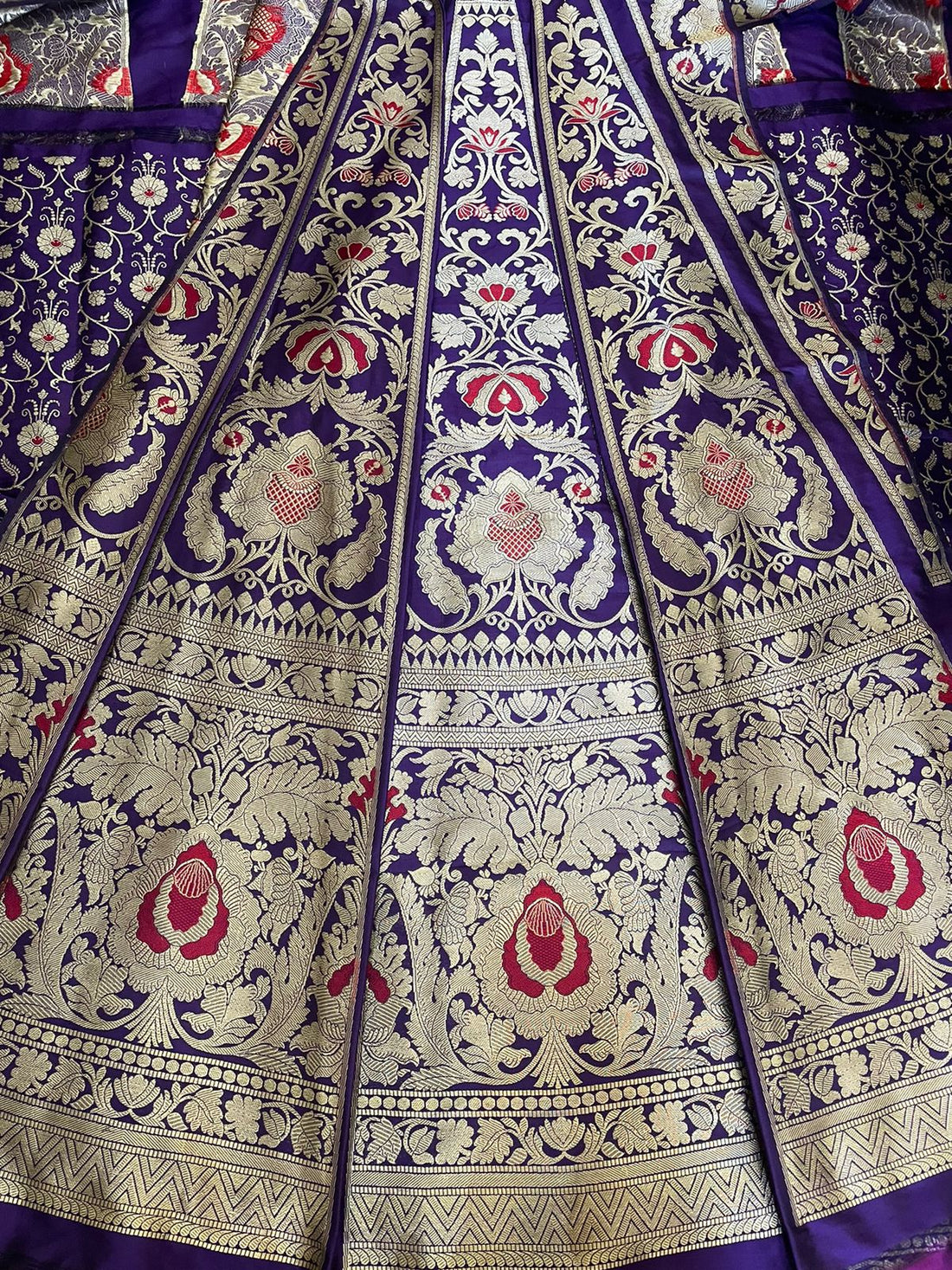 Tanvi Purple Handwoven Pure Silk Banarasi Lehenga with Meenakari