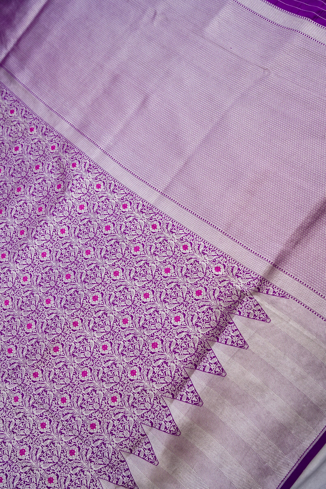 Purple Brocade Handwoven Pure Kataan Silk Banarasi Saree