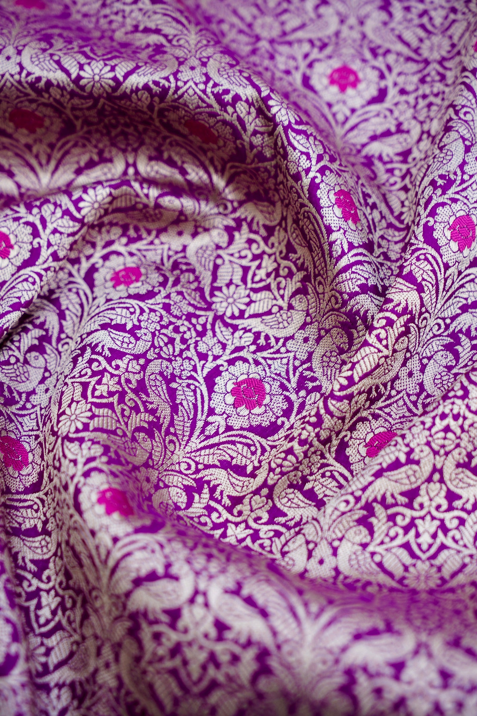Purple Brocade Handwoven Pure Kataan Silk Banarasi Saree